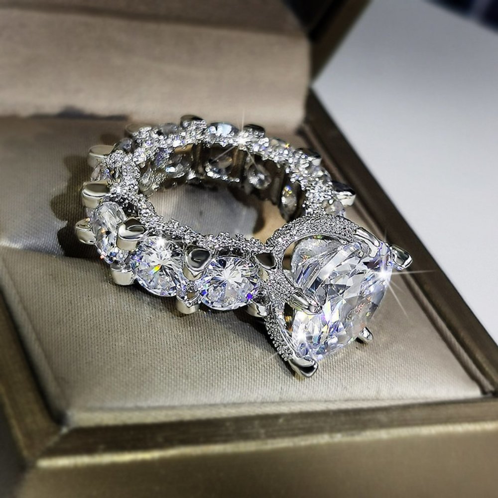 NEW 925 Silver Round Diamond Luxury Eternity Ring - Picture 4 of 6